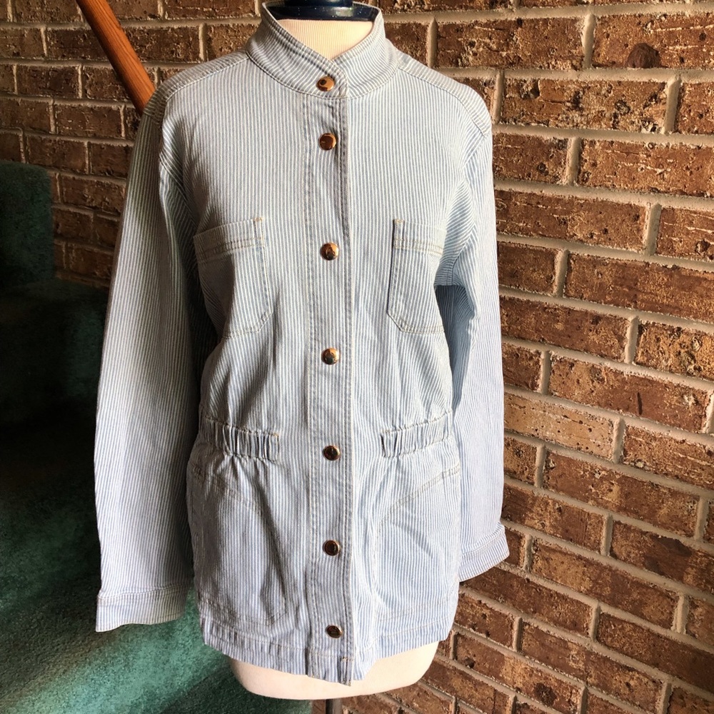 Lemon Way Striped Jean Casual Jacket 
Size Large 
Good used condition